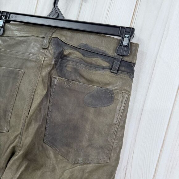 Frame Women’s 26 Green 100% Lamb Leather Pants - Picture 3 of 7